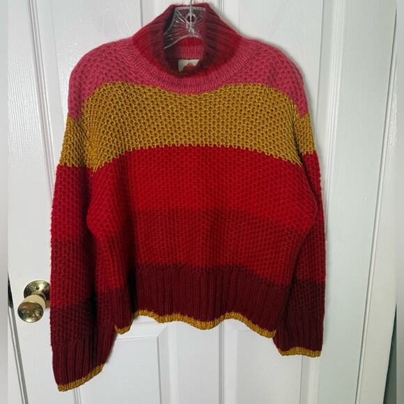 Farm Rio Shiny Stripes Turtleneck Sweater XXS - Picture 2 of 6